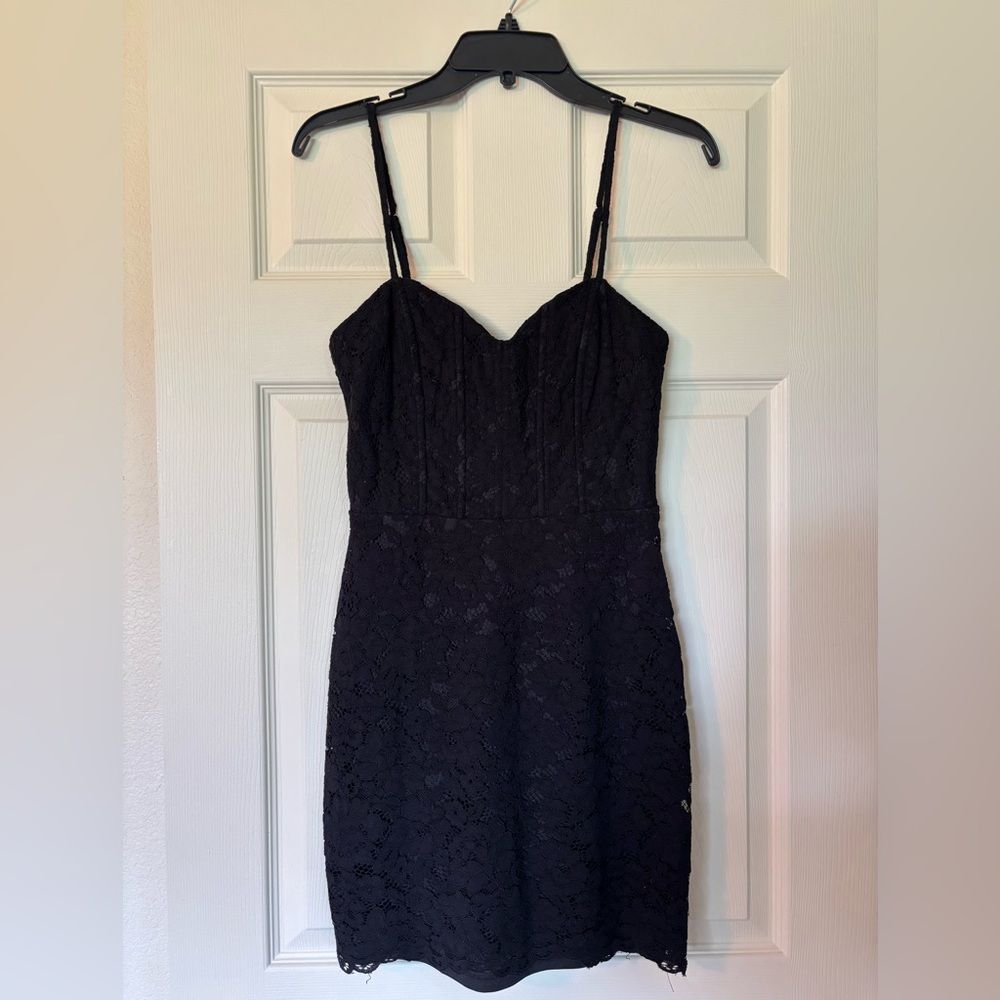 Black Lace Corset Top Mini Dress